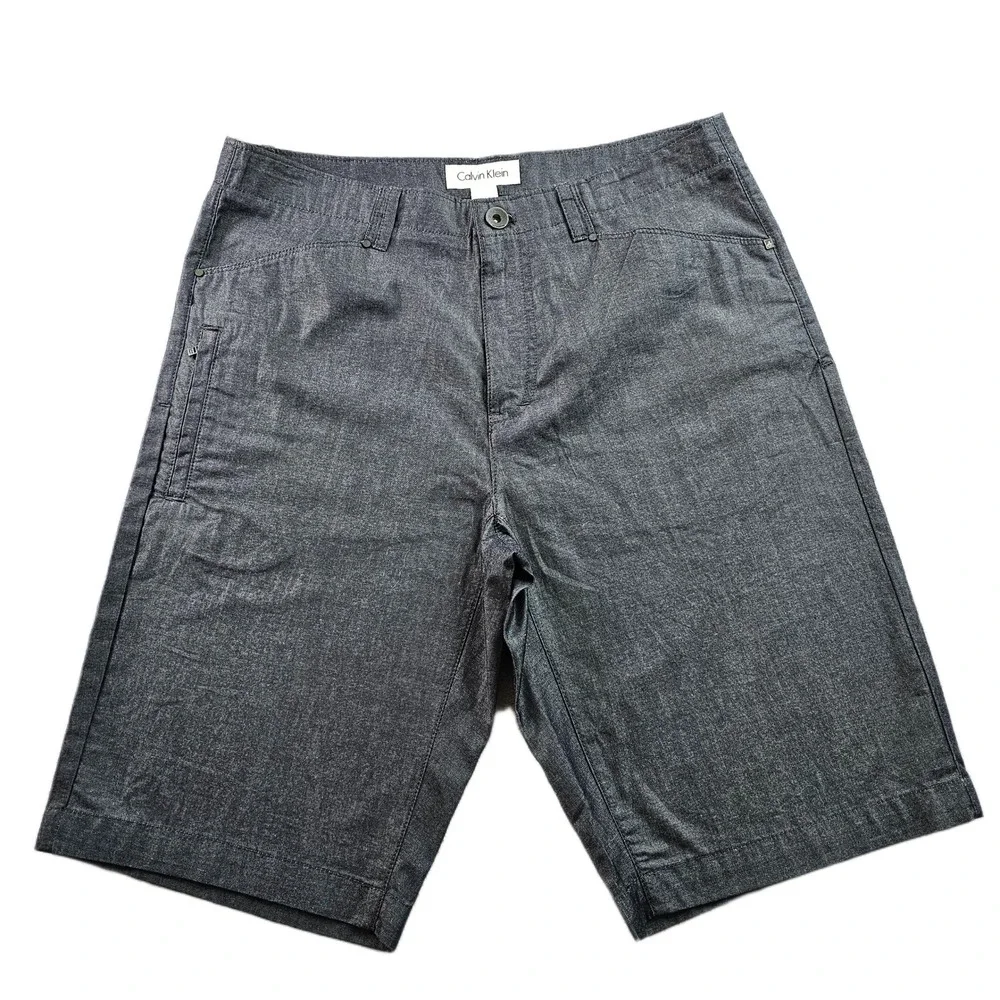 Calvin Klein Barmuda Shorts Mens 30 Gray Flat Front Zipped Pocket Casual Outdoor